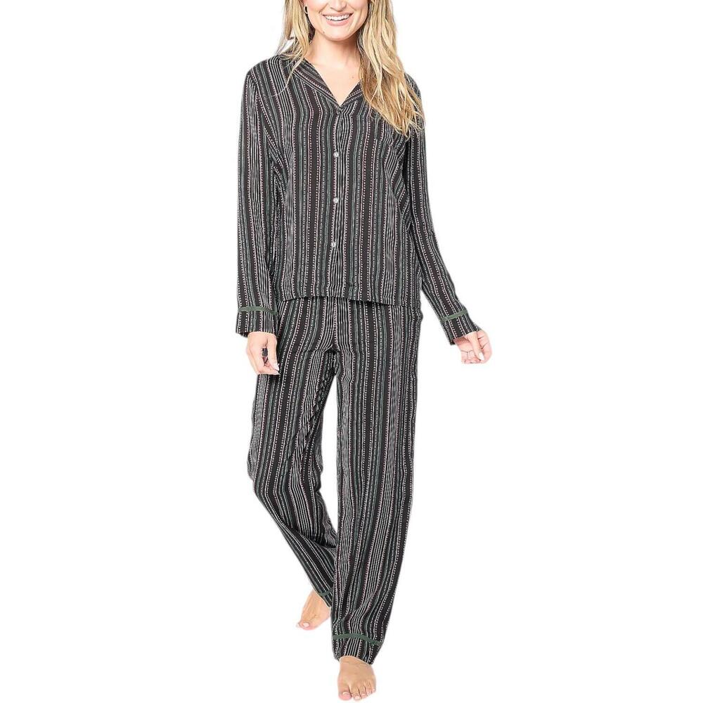 Sunday Brunch Women's Chally Notch Collar Pajama Set Multi Black - Regular